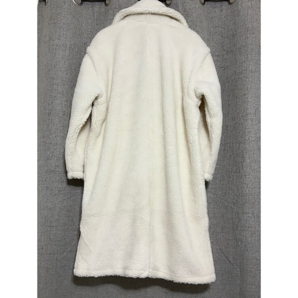 Fabletics Teddy Long Coat Women XXL Cream Oversized Sherpa Fleece Lounge - Picture 2 of 9